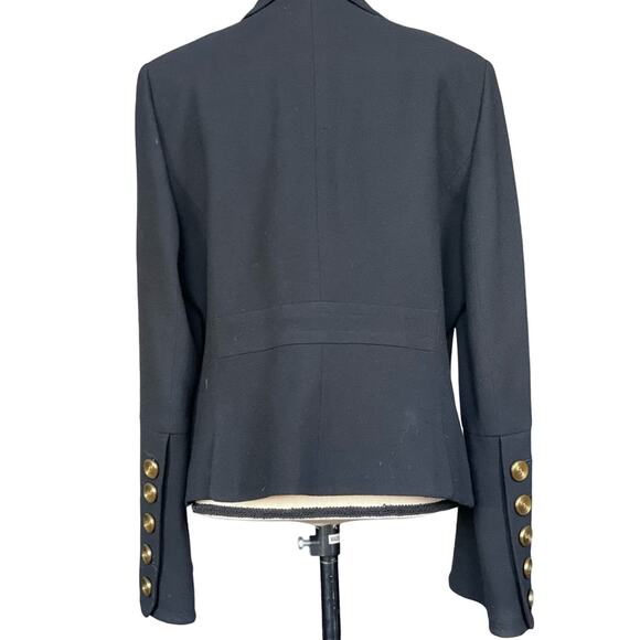 Ellen Tracy black wool blazer bell bottom sleeves button closure Women's Size M - Picture 2 of 9